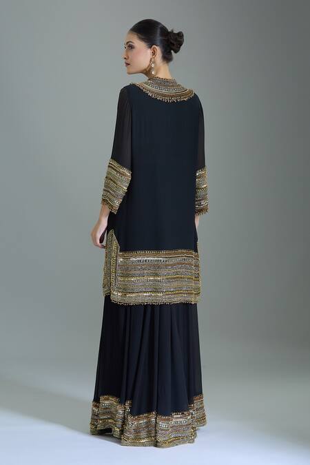 Nakul Sen Cutdana Embroidered Black Kurta Set 