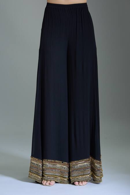 Buy_Nakul Sen_Black Chiffon Cut Work, Sequins, Beads Cutdana Embroidered Kurta Set _Online_at_Aza_Fashions