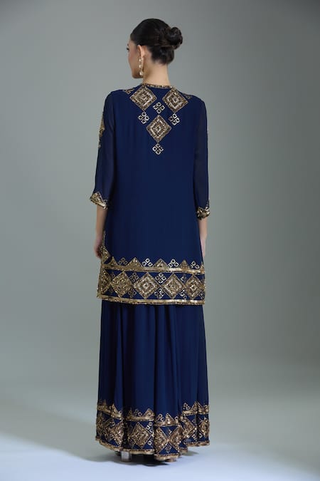 Nakul Sen Geometric Cutdana Embroidered Kurta Set 