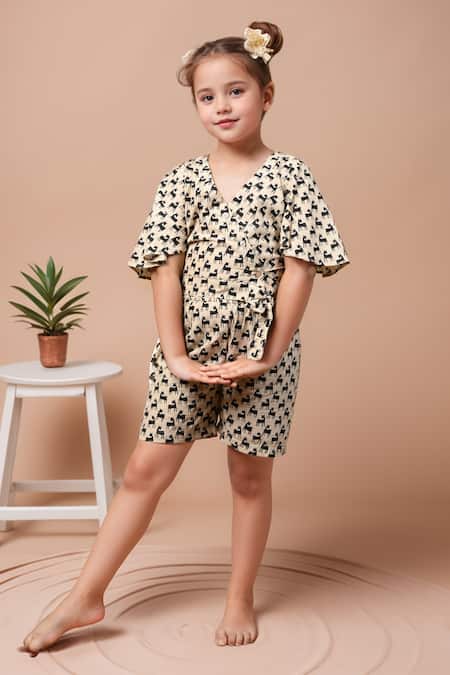 Buy Petite Pomme Beige Cotton Reindeer Whisper Print Wrap Top And Shorts Online at Aza Fashions Buy_Petite Pomme_Beige Cotton Reindeer Whisper Print Wrap Top And Shorts _Online_at_Aza_Fashions