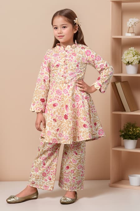 Petite Pomme Floral Print Peplum Kurta Set 