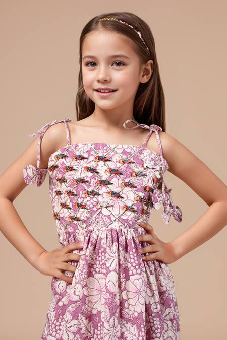 Shop Petite Pomme Purple Cotton Pearls, Gota Patti Floral Print Peplum Kurta Set Online at Aza Fashions Shop_Petite Pomme_Purple Cotton Pearls, Gota Patti Floral Print Peplum Kurta Set _Online_at_Aza_Fashions