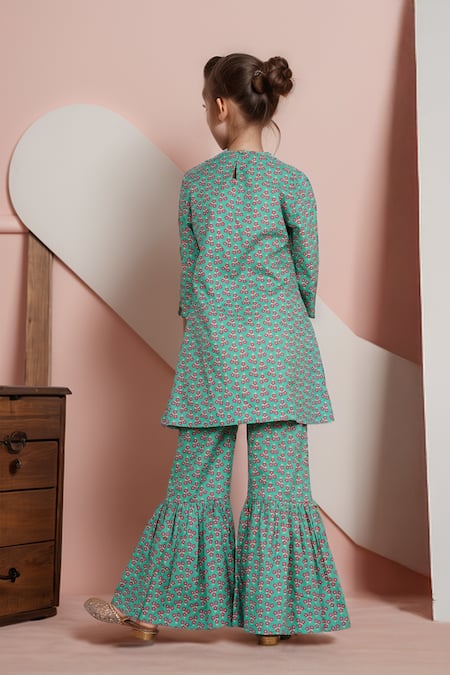 Petite Pomme Floral Print A-Line Kurta & Sharara Set 