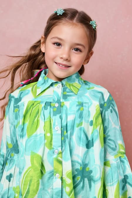 Shop_Petite Pomme_White Cotton Floral Print Oversized Shirt _Online_at_Aza_Fashions