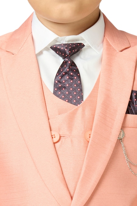 Petite Pomme Peach Polyester Solid Blazer Trouser Set Online at Aza Fashions Petite Pomme_Peach Polyester Solid Blazer Trouser Set _Online_at_Aza_Fashions