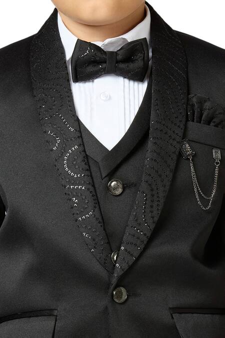 Petite Pomme_Black Polyester Sequins Embellished Blazer Set _Online_at_Aza_Fashions