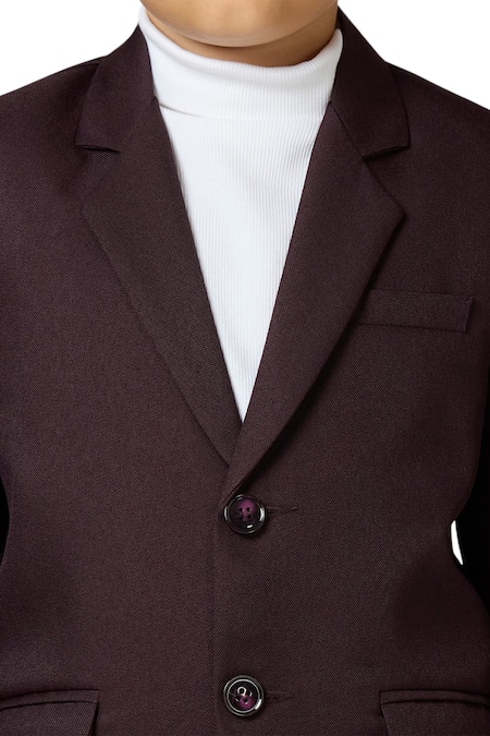Petite Pomme_Wine Polyester Solid Full Sleeves Blazer _Online_at_Aza_Fashions