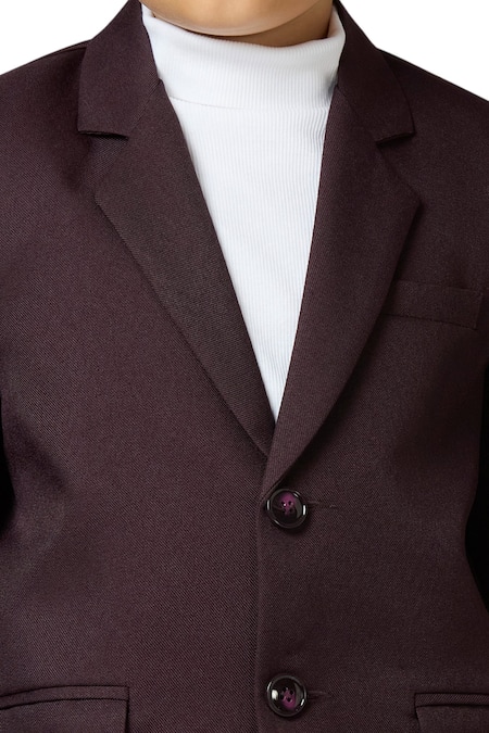 Petite Pomme_Maroon Polyester Solid Full Sleeves Blazer _Online_at_Aza_Fashions
