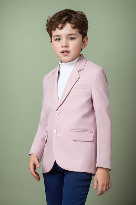 Shop_Petite Pomme_Maroon Polyester Solid Pink Full Sleeves Blazer _Online_at_Aza_Fashions