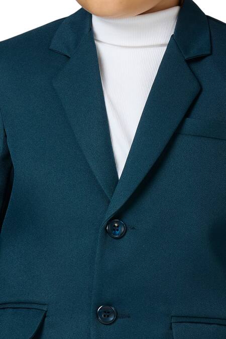 Petite Pomme Blue Polyester Solid Full Sleeves Blazer Online at Aza Fashions Petite Pomme_Blue Polyester Solid Full Sleeves Blazer _Online_at_Aza_Fashions