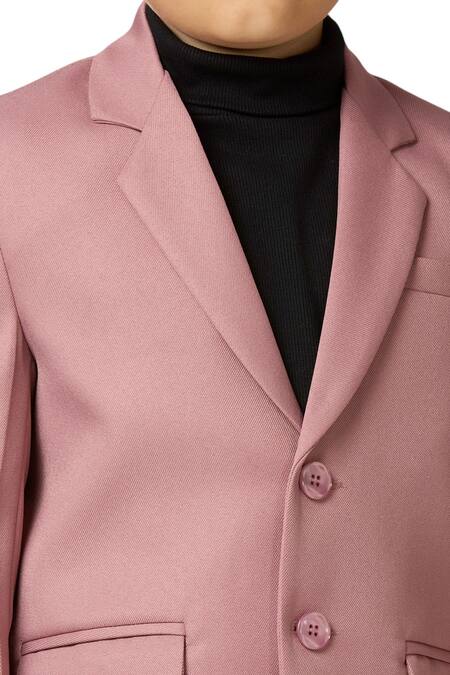 Buy_Petite Pomme_Peach Polyester Piping Solid Blazer With Flap Pockets _Online_at_Aza_Fashions