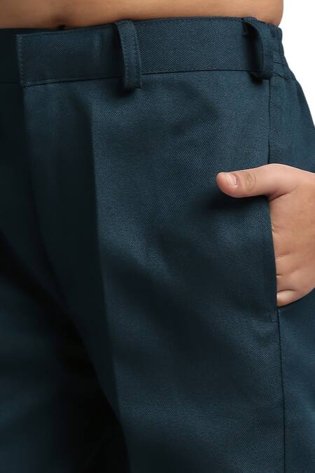 Shop_Petite Pomme_Blue Polyester Teal Jodhpuri Set With Trouser _Online_at_Aza_Fashions