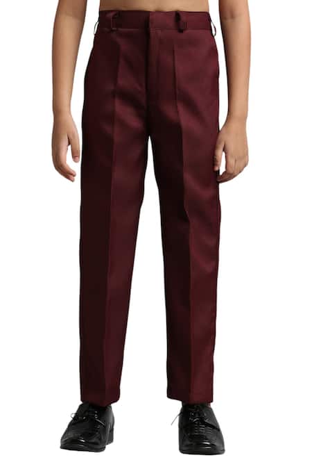 Buy Petite Pomme Maroon Polyester Buttoned Jodhpuri And Trouser Set Online at Aza Fashions Buy_Petite Pomme_Maroon Polyester Buttoned Jodhpuri And Trouser Set _Online_at_Aza_Fashions
