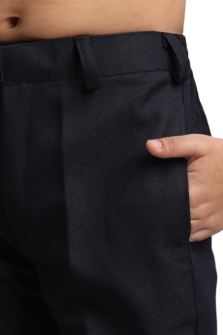 Shop_Petite Pomme_Blue Polyester Navy Buttoned Jodhpuri Set _Online_at_Aza_Fashions