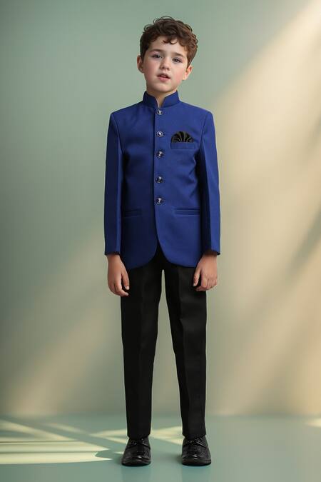 Buy_Petite Pomme_Blue Polyester Navy Solid Jodhpuri Set _Online_at_Aza_Fashions
