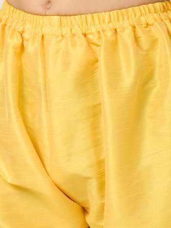 Shop Petite Pomme Yellow Chanderi Zari Butta Kurta Set Online at Aza Fashions Shop_Petite Pomme_Yellow Chanderi Zari Butta Kurta Set _Online_at_Aza_Fashions