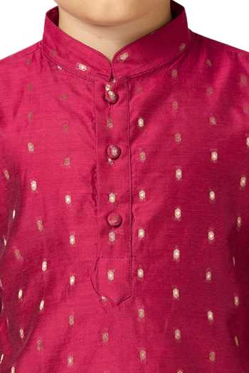 Petite Pomme_Purple Chanderi Zari Butta Detailed Kurta Set _Online_at_Aza_Fashions
