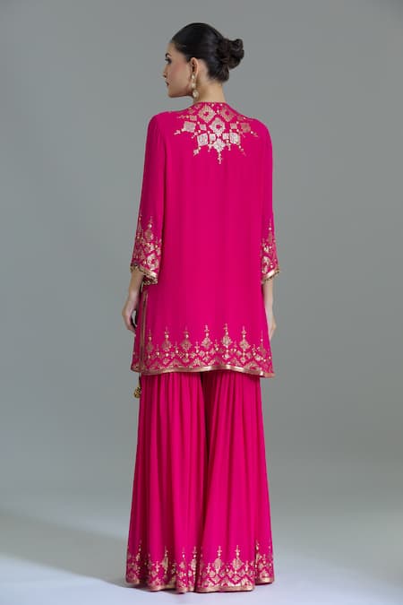 Nakul Sen Geometric Embroidered Kurta Gharara Set 