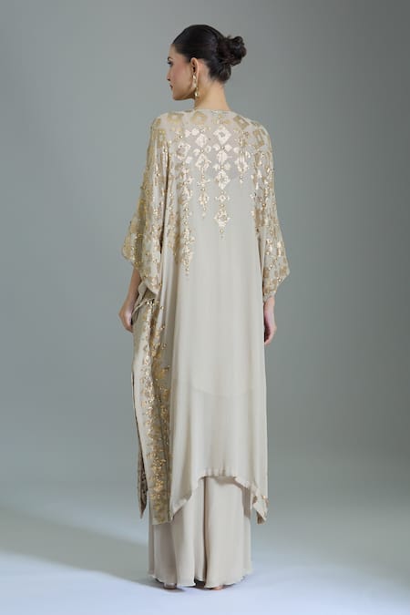 Nakul Sen Geometric Sequin Embroidered Kaftan Set 