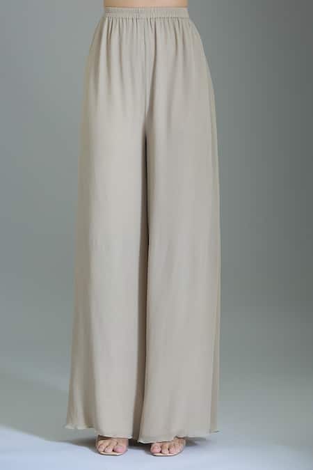 Nakul Sen_Gray Chiffon Beads, Sequins Round Neck Geometric Embroidered Kaftan Set _Online_at_Aza_Fashions