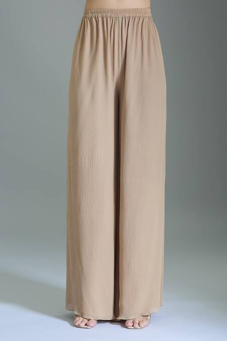 Buy_Nakul Sen_Beige Chiffon Sequins Round Neck Embroidered Kaftan Set 