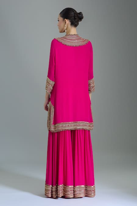 Nakul Sen Embroidered Pink Kurta Gharara Set 