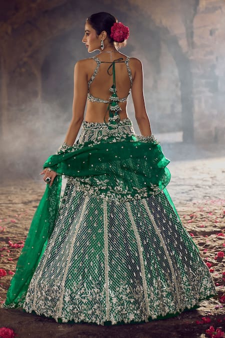 Anushree Reddy Emerald Green Kalidar Bridal Lehenga Set 