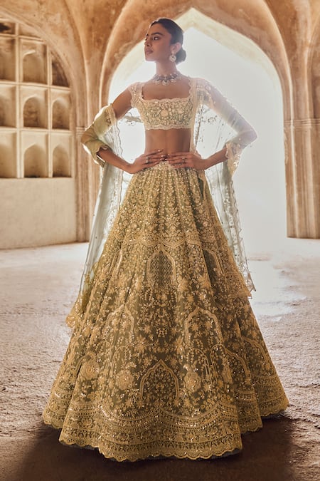 Buy Anushree Reddy Blue Organza Sequins, Beads, Embroidery Square Neck Floral Bridal Lehenga Set Online at Aza Fashions Buy_Anushree Reddy_Blue Organza Sequins, Beads, Embroidery Square Neck Floral Bridal Lehenga Set _Online_at_Aza_Fashions