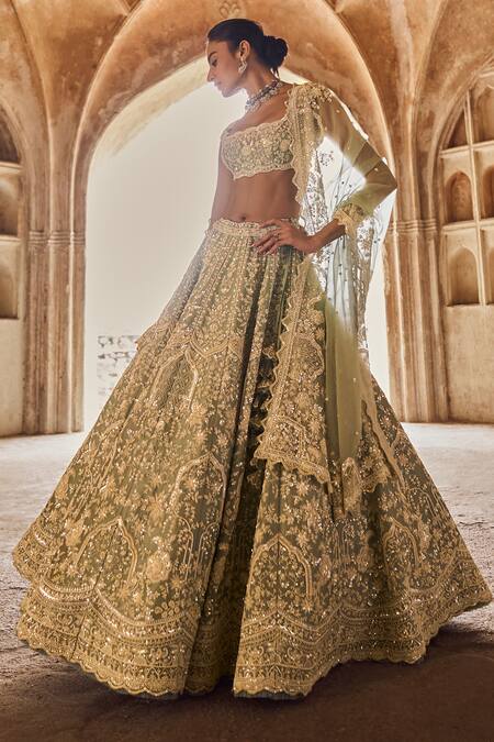 Shop Anushree Reddy Blue Organza Sequins, Beads, Embroidery Square Neck Floral Bridal Lehenga Set Online at Aza Fashions Shop_Anushree Reddy_Blue Organza Sequins, Beads, Embroidery Square Neck Floral Bridal Lehenga Set _Online_at_Aza_Fashions