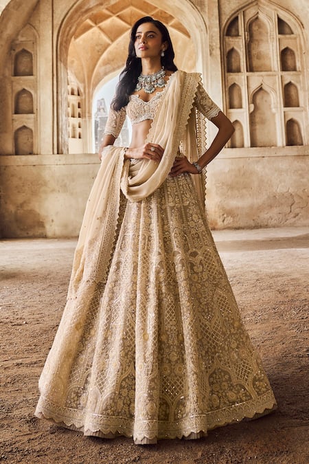 Anushree Reddy Meena Pearl Embroidered Bridal Lehenga Set 