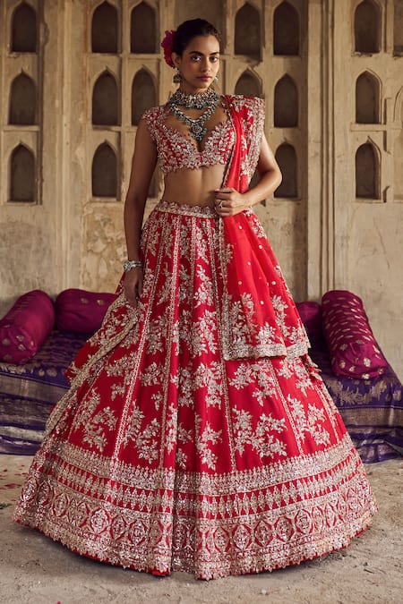 Anushree Reddy Roshni Floral Embroidered Bridal Lehenga Set 