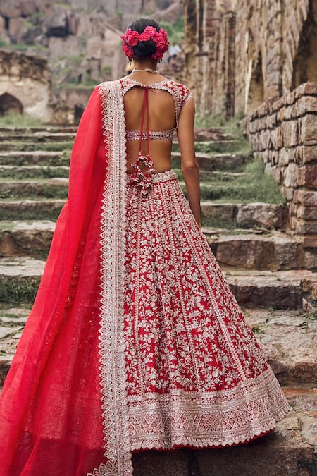 Anushree Reddy Floral Zari Embroidered Bridal Lehenga Set 