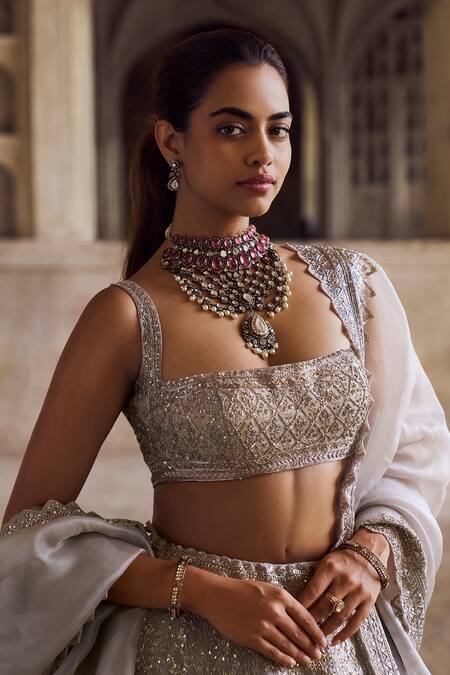 Shop Anushree Reddy Ivory , Silk Embroidery, Sequins, Zari, Cut Bridal Lehenga Set Online at Aza Fashions Shop_Anushree Reddy_Ivory , Silk Embroidery, Sequins, Zari, Cut Bridal Lehenga Set _Online_at_Aza_Fashions