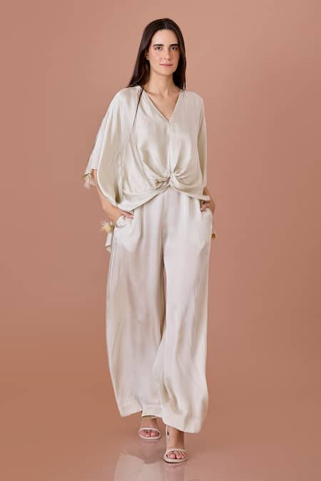 DILNAZ Solid Jumpsuit With Kaftan 