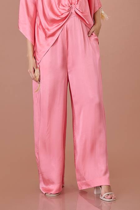 Buy Dilnaz Pink Blended Satin V Neck Jumpsuit And Kaftan Set Online at Aza Fashions Buy_Dilnaz_Pink Blended Satin V Neck Jumpsuit And Kaftan Set_Online_at_Aza_Fashions
