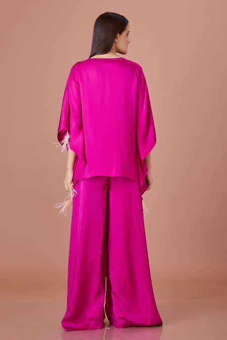 Dilnaz Purple Sequin Embroidered Kaftan Jumpsuit 