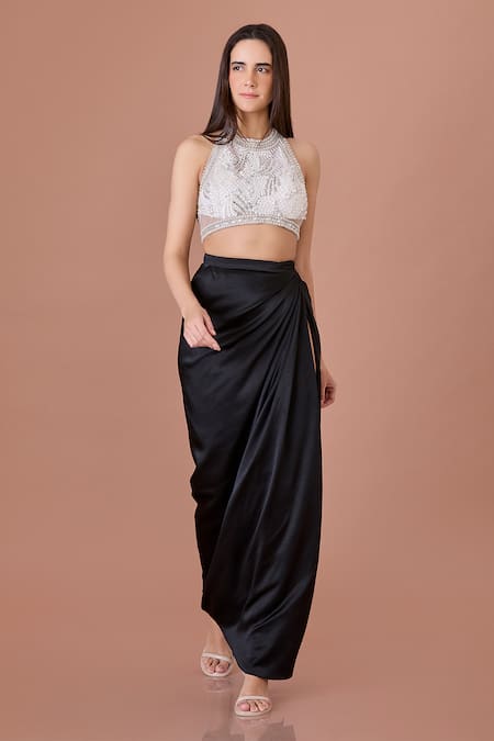 DILNAZ Solid Draped Skirt 