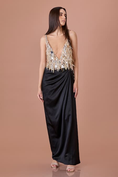 DILNAZ Sequin Feather Embellished Top 