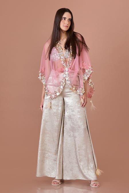 DILNAZ Sequin Embellished Sheer Kaftan 