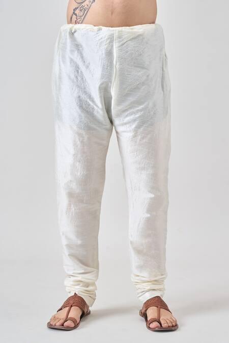 Arihant Rai Sinha_Pink Polyester, Silk, Chanderi Embroidery Thread Kurta And Churidar Set_at_Aza_Fashions