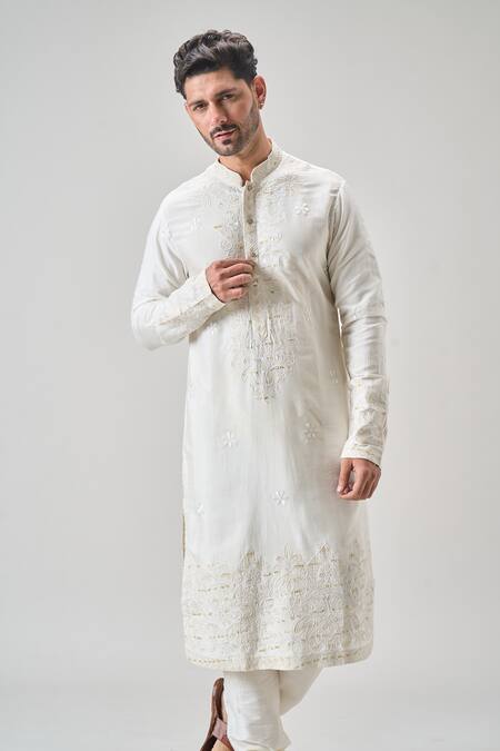 Buy Arihant Rai Sinha Cream Polyester, Chanderi Silk Embroidery Kurta Set Online at Aza Fashions Buy_Arihant Rai Sinha_Cream Polyester, Chanderi Silk Embroidery Kurta Set _Online_at_Aza_Fashions