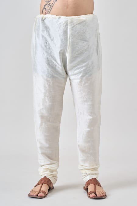 Arihant Rai Sinha_Gray Polyester, Chanderi Mirrors Embroidered Kurta Set _Online_at_Aza_Fashions