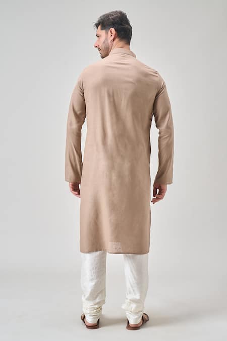 Shop Arihant Rai Sinha Peach Linen, Cotton Embroidery Thread Kurta Set at Aza Fashions Shop_Arihant Rai Sinha_Peach Linen, Cotton Embroidery Thread Kurta Set_at_Aza_Fashions