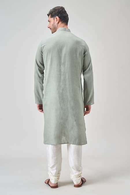 Shop Arihant Rai Sinha Green Linen, Cotton Embroidery Thread Kurta Set at Aza Fashions Shop_Arihant Rai Sinha_Green Linen, Cotton Embroidery Thread Kurta Set_at_Aza_Fashions