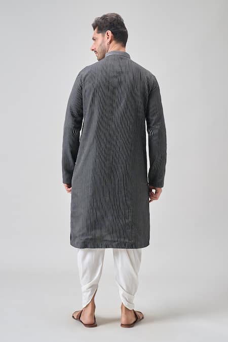 Shop_Arihant Rai Sinha_Black Polyester Embroidery Thread Kurta And Patiyala Set _at_Aza_Fashions