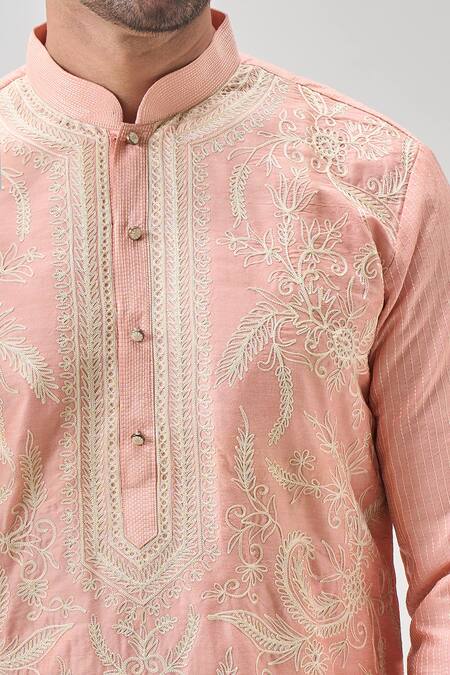 Shop Arihant Rai Sinha Pink Polyester Embroidery Aari Kurta Set Online at Aza Fashions Shop_Arihant Rai Sinha_Pink Polyester Embroidery Aari Kurta Set _Online_at_Aza_Fashions