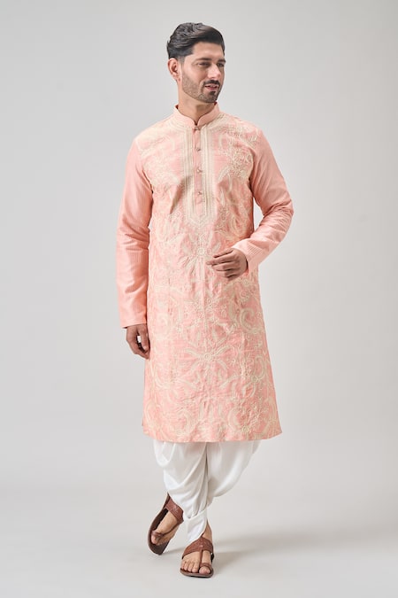 Arihant Rai Sinha Pink Polyester Embroidery Aari Kurta Set at Aza Fashions Arihant Rai Sinha_Pink Polyester Embroidery Aari Kurta Set _at_Aza_Fashions