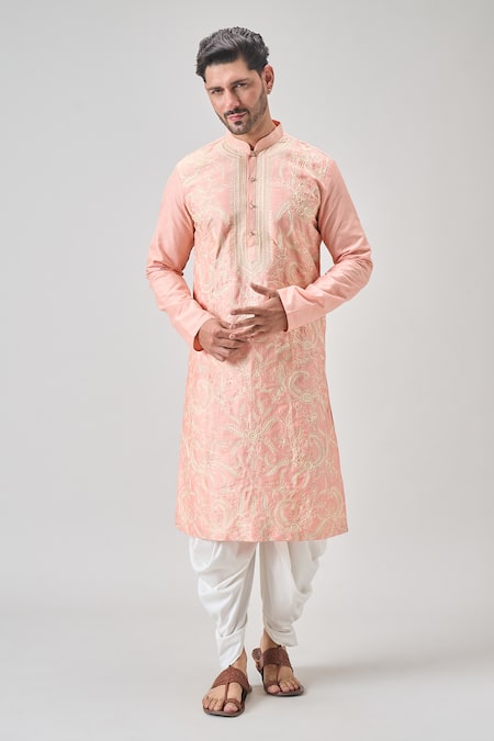 Buy Arihant Rai Sinha Pink Polyester Embroidery Aari Kurta Set Buy_Arihant Rai Sinha_Pink Polyester Embroidery Aari Kurta Set