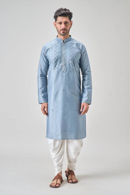 Shop_Arihant Rai Sinha_Blue Polyester Mirrors, Embroidery Kurta Set _Online_at_Aza_Fashions