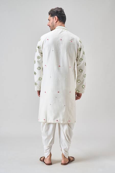 Shop Arihant Rai Sinha Off White Polyester Embroidery Geometric Mirror Kurta Set at Aza Fashions Shop_Arihant Rai Sinha_Off White Polyester Embroidery Geometric Mirror Kurta Set_at_Aza_Fashions